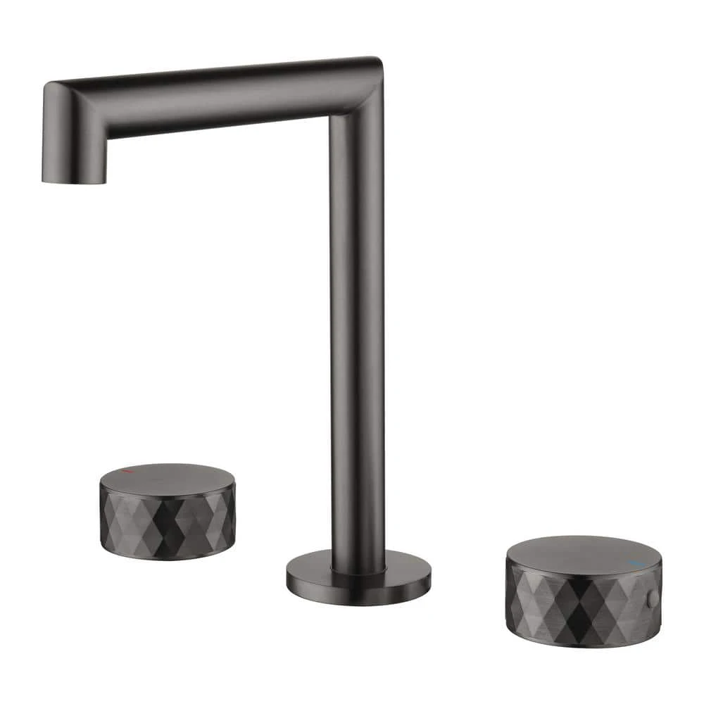 2 Handles 8 In. Widespread High Arc Bathroom Faucet With Hot/Cold Indicators In Gunmetal Gray 1 2 Handles 8 In. Widespread High Arc Bathroom Faucet With Hot/Cold Indicators In Gunmetal Gray