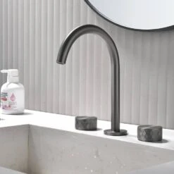 10 In. Widespread 3 Hole Bathroom Faucet Brass In Gunmetal Gray 13 10 In. Widespread 3 Hole Bathroom Faucet Brass In Gunmetal Gray -Tahanbath gunmetal gray widespread bathroom faucets q nk0936 1f 1000