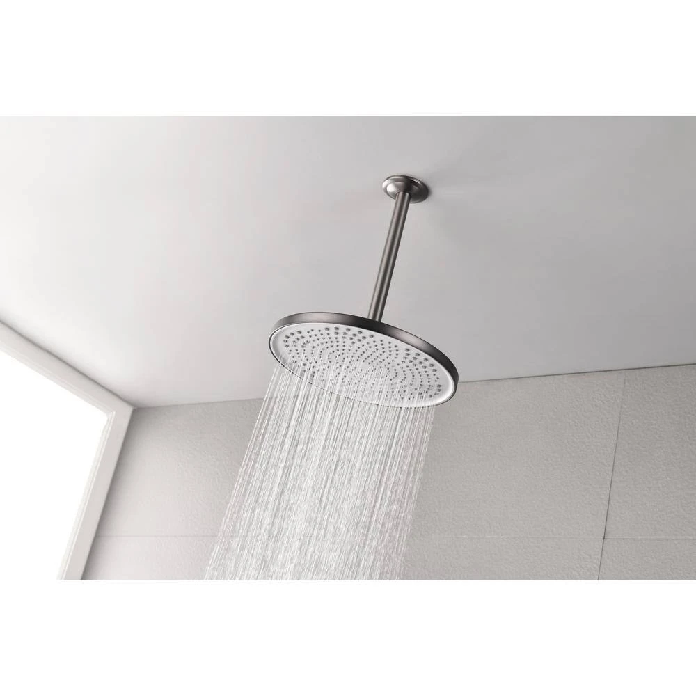 1-Spray Patterns With 10.2 In. 2.5 GPM In Ceiling Mount Fixed Shower Head In Gunmetal 4 1-Spray Patterns With 10.2 In. 2.5 GPM In Ceiling Mount Fixed Shower Head In Gunmetal - Image 4