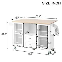 Kitchen Island Storage Trolley Cart On Wheels With Dropleaf Top, Towel/Spice Rack,2-Drawers, 2-Door Cabinet In White 10 Kitchen Island Storage Trolley Cart On Wheels With Dropleaf Top, Towel/Spice Rack,2-Drawers, 2-Door Cabinet In White -Tahanbath ivory white tahanbath kitchen carts z wf312383aag c3 1000