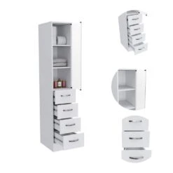 15.70 In. W X 15.70 In. D X 59.30 In. H Bathroom Storage Wall Cabinet In Light Gray -Tahanbath light gray tahanbath bathroom wall cabinets z b092122957 4f 1000