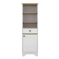 17.30 In. W X 13.80 In. D X 55.70 In. H Brown Particle Board Freestanding Linen Cabinet With Shelves In Multi-Colored