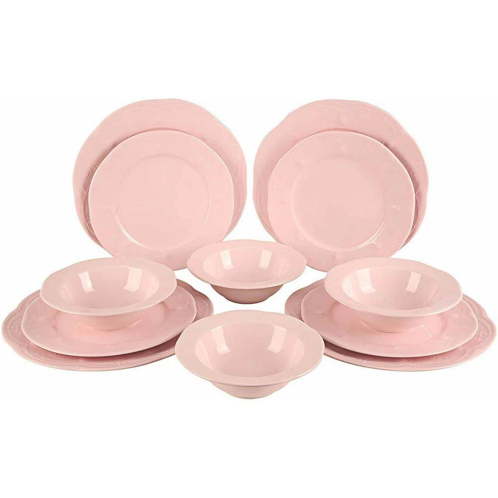 12-Pieces Porcelain Dinnerware Set Light Pink 1 12-Pieces Porcelain Dinnerware Set Light Pink