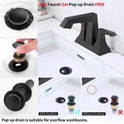 4 In. Centerset Bathroom Faucet Sink Mixer Tap With Drain And Supply Kits In Matt Black -Tahanbath matt black centerset bathroom faucets x dr 4001 mb 4f 1000