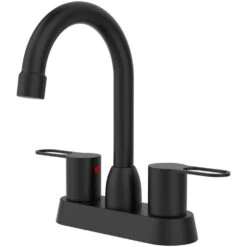 Centerset 2-Handles RV Bathroom Faucets High Arc Bathroom Sink Faucet In Matte Black