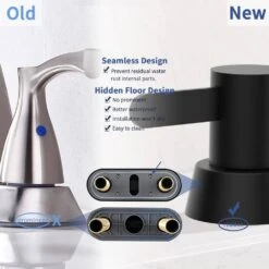 Classic Centerset 2-Handles Bathroom Faucet With Drain Kit Included In Matte Black -Tahanbath matt black centerset bathroom faucets x dr 4102 bh 44 1000