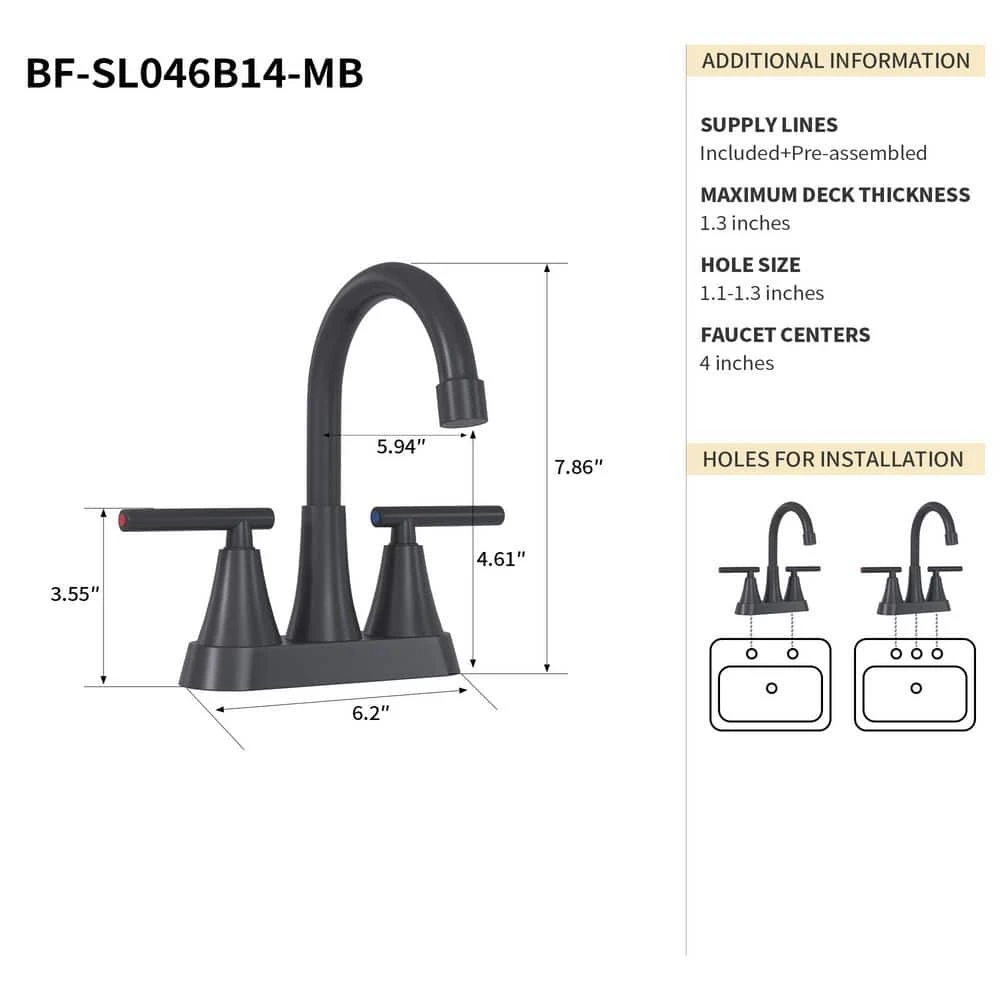 7.86 In. CUPC Certified 2-handle Bathroom Bidet Faucet Sink Faucet (Matte Black) 2 7.86 In. CUPC Certified 2-handle Bathroom Bidet Faucet Sink Faucet (Matte Black) - Image 2