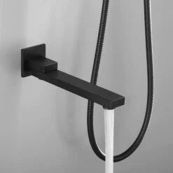 1-Spray 16 In. Dual Rain Shower Head Systems 2.5 GPM Wall Mounted Shower In Matte Black -Tahanbath matt black tahanbath dual shower heads y w2287 141166 1f 1000
