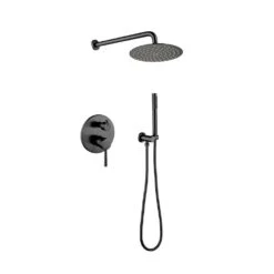 Single Handle 2-Spray Shower Faucet 2.0 GPM With Pressure Balance And Hand Shower In Matte Black