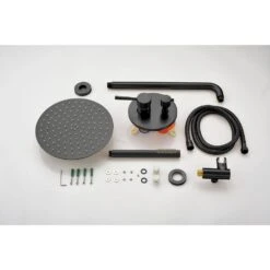 Single Handle 2-Spray Shower Faucet 2.0 GPM With Pressure Balance And Hand Shower In Matte Black -Tahanbath matt black tahanbath dual shower heads z w1272 101887 76 1000