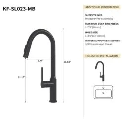 Single Handle Pull Down Sprayer Kitchen Faucet In Matt Black -Tahanbath matt black tahanbath pull down kitchen faucets z b2724p262920 76 1000