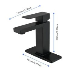 Waterfall Spout Bathroom Faucet, Single Hole Single Handle Bathroom Vanity Sink Faucet In Matt Black -Tahanbath matt black tahanbath single hole bathroom faucets y w92867782 44 1000