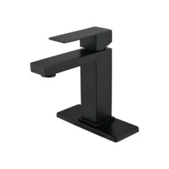 Waterfall Spout Bathroom Faucet, Single Hole Single Handle Bathroom Vanity Sink Faucet In Matt Black