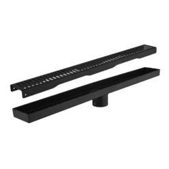 24 In. Linear Shower Drain, Included Hair Strainer And Leveling Feet In Matt Black -Tahanbath matt black tahanbath sink strainers y w2287 p147602 44 1000