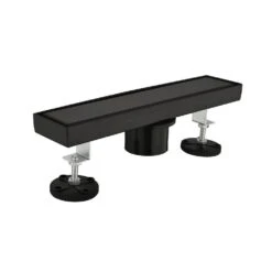 12 In. Linear Shower Drain, Included Hair Strainer And Leveling Feet In Matt Black