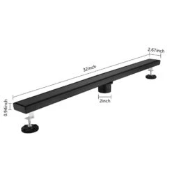 32 In. Linear Shower Drain, Included Hair Strainer And Leveling Feet In Matt Black -Tahanbath matt black tahanbath sink strainers y w2287 p147640 fa 1000