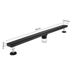 36 In. Linear Shower Drain, Included Hair Strainer And Leveling Feet In Matt Black -Tahanbath matt black tahanbath sink strainers y w2287 p147644 76 1000