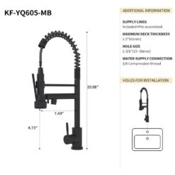 Single Handle Wall Mount Standard Kitchen Faucet In Matt Black -Tahanbath matt black tahanbath standard kitchen faucets z b2724p262363 1f 1000