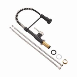 Single Handle Deck Mount Pull Down Sprayer Kitchen Faucet In Matte Black And Brushed Nickel -Tahanbath matte black and brushed nickel pull down kitchen faucets q xy 2135bn 1p 1 fa 1000