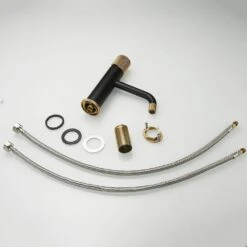 Single Handle Single-Hole Bathroom Sink Faucet In Matte Black Rose Gold -Tahanbath matte black and rose gold single hole bathroom faucets x xy 1131 11br us 1f 1000