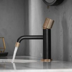 Single Handle Single-Hole Bathroom Sink Faucet In Matte Black Rose Gold -Tahanbath matte black and rose gold single hole bathroom faucets x xy 1131 11br us 31 1000