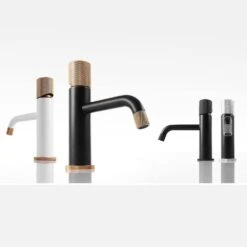 Single Handle Single-Hole Bathroom Sink Faucet In Matte Black Rose Gold -Tahanbath matte black and rose gold single hole bathroom faucets x xy 1131 11br us 4f 1000