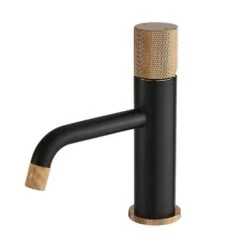 Single Handle Single-Hole Bathroom Sink Faucet In Matte Black Rose Gold