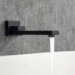 Single-Handle 2-Spray 1.8 GPM Waterfall Bathtub Swivel Tub Filler Faucet With Hand Shower In Matte Black -Tahanbath matte black bathtub shower faucet combos w1194 d93107h kxc 4f 1000