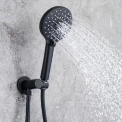 Single Handle 3-Spray High Pressure Tub And Shower Faucet Combo With Tub Spout In Matte Black (Valve Included) -Tahanbath matte black bathtub shower faucet combos w1194 d96203h zq 66 1000