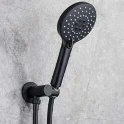 Single Handle 3-Spray High Pressure Tub And Shower Faucet Combo With Tub Spout In Matte Black (Valve Included) -Tahanbath matte black bathtub shower faucet combos w1194 d96203h zq d4 1000