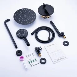 Single Handle 3-Spray High Pressure Tub And Shower Faucet Combo With Tub Spout In Matte Black (Valve Included) -Tahanbath matte black bathtub shower faucet combos w1194 d96203h zq fa 1000