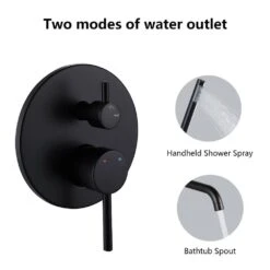Single Handle 7-Spray Tub And Shower Faucet 1.8 GPM With Tub Spout In Matte Black (Valve Included) -Tahanbath matte black bathtub shower faucet combos x w1219 w46398 76 1000
