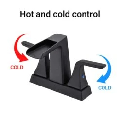 4 In. Centerset Double-Handle Wide Waterfall Spout Bathroom Faucet In Matte Black -Tahanbath matte black centerset bathroom faucets w122467237 kxc 4f 1000