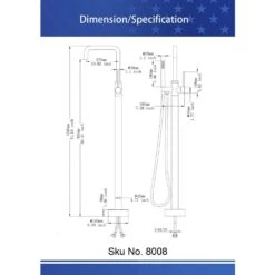 1-Handle Freestanding Tub Faucet With Hand Shower With Waterfall In Matte Black -Tahanbath matte black claw foot tub faucets q pzz 8008h 66 1000