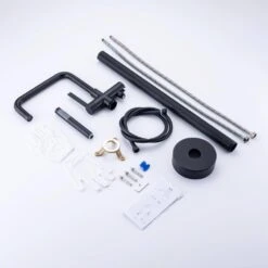 1-Handle Freestanding Tub Faucet With Hand Shower With Waterfall In Matte Black -Tahanbath matte black claw foot tub faucets q pzz 8008h 76 1000