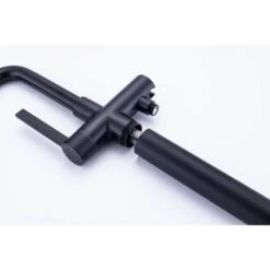 1-Handle Freestanding Tub Faucet With Hand Shower With Waterfall In Matte Black -Tahanbath matte black claw foot tub faucets q pzz 8008h fa 1000