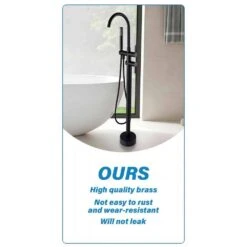 Single-Handle Freestanding Waterfall Tub Filler Bathroom Tub Faucet With Handheld Shower In Matte Black -Tahanbath matte black claw foot tub faucets q xy hs217b fa 1000