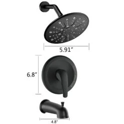 Single Handle Rain Showerhead， Freestanding Tub Faucet In Matte Black -Tahanbath matte black claw foot tub faucets x w1219 w43766 1f 1000