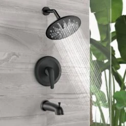 Single Handle Rain Showerhead， Freestanding Tub Faucet In Matte Black -Tahanbath matte black claw foot tub faucets x w1219 w43766 31 1000