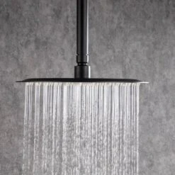 3-Spray Patterns With 2.5 GPM 12 In. Ceiling Mounted Dual Shower Heads Shower System Mix Set In Matte Black -Tahanbath matte black dual shower heads pzz 96205 h kxc 44 1000