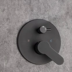 3-Spray Patterns With 2.5 GPM 12 In. Ceiling Mounted Dual Shower Heads Shower System Mix Set In Matte Black -Tahanbath matte black dual shower heads pzz 96205 h kxc 4f 1000