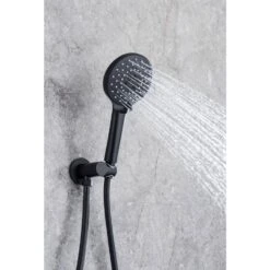 3-Spray Patterns With 2.5 GPM 10 In. Wall Mount Shower System Set Dual Shower Heads With Handheld Spray In Matte Black -Tahanbath matte black dual shower heads w1194 d96202h zq 76 1000