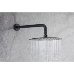 3-Spray Patterns With 2.5 GPM 10 In. Wall Mount Shower System Set Dual Shower Heads With Handheld Spray In Matte Black -Tahanbath matte black dual shower heads w1194 d96202h zq fa 1000