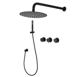 2 Spray Wall Mount Full Rain Shower Faucet With Hand Shower In Matte Black 2.8 Gallons Per Minute -Tahanbath matte black dual shower heads x ctae749mb 4f 1000