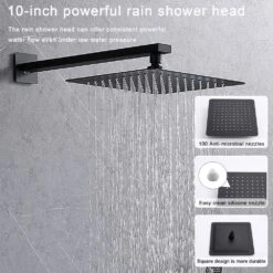 Single Handle 1-Spray Shower Faucet 1.5 GPM Shower Combo Set With 360 Swivel In Matte Black -Tahanbath matte black dual shower heads x dr l 8002b 31 1000