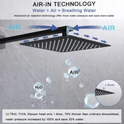 Single Handle 1-Spray Shower Faucet 1.5 GPM Shower Combo Set With 360 Swivel In Matte Black -Tahanbath matte black dual shower heads x dr l 8002b 4f 1000