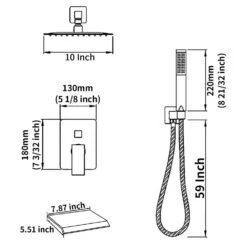 Single Handle 1-Spray Rainfall Shower Head, Handheld Shower Faucet 2 GPM With Adjustable Heads In Matte Black -Tahanbath matte black dual shower heads x dr l 8004bg fa 1000