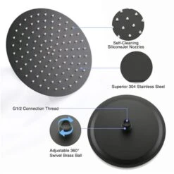 2-Spray Dual Wall Mount Fixed And Handheld Shower Head 2.8 GPM In Matte Black 11 2-Spray Dual Wall Mount Fixed And Handheld Shower Head 2.8 GPM In Matte Black -Tahanbath matte black dual shower heads x ms ctae749mb 1f 1000