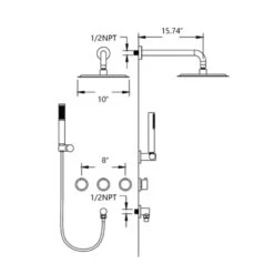 2-Spray Dual Wall Mount Fixed And Handheld Shower Head 2.8 GPM In Matte Black 12 2-Spray Dual Wall Mount Fixed And Handheld Shower Head 2.8 GPM In Matte Black -Tahanbath matte black dual shower heads x ms ctae749mb 44 1000