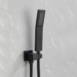 2-Spray Patterns Square Wall Mount Rain Dual Shower Heads With Hand Shower 1.5 Gpm In Matte Black -Tahanbath matte black dual shower heads x nk0736 1f 1000